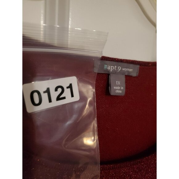 New with tags Apt. 9 Women's sparkly Holidays Red top Size 1X plus size - Picture 8 of 8